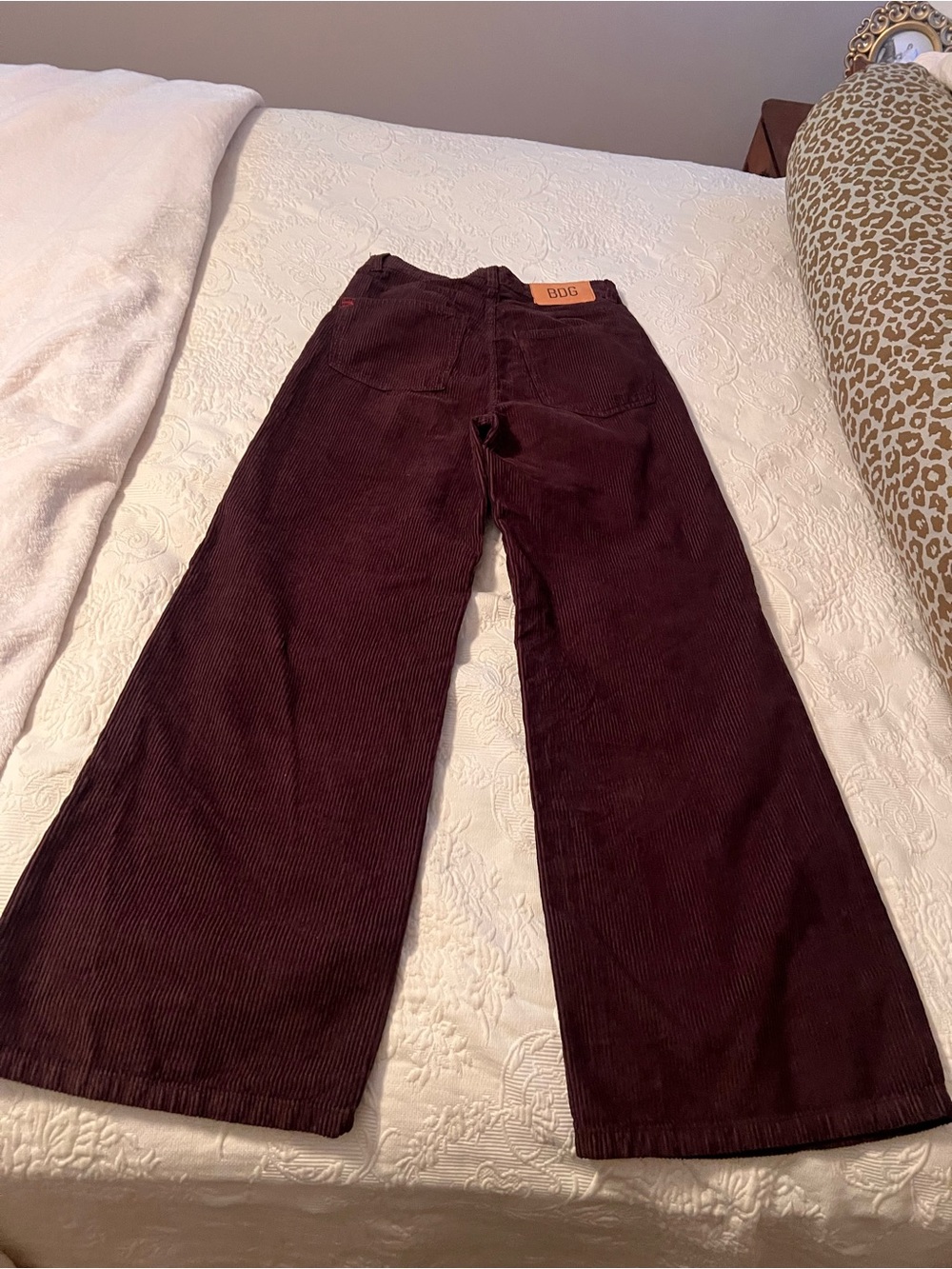 BDG Wide Leg Corduroy Pants in Deep Burgundy/Brown - Picture 6 of 9